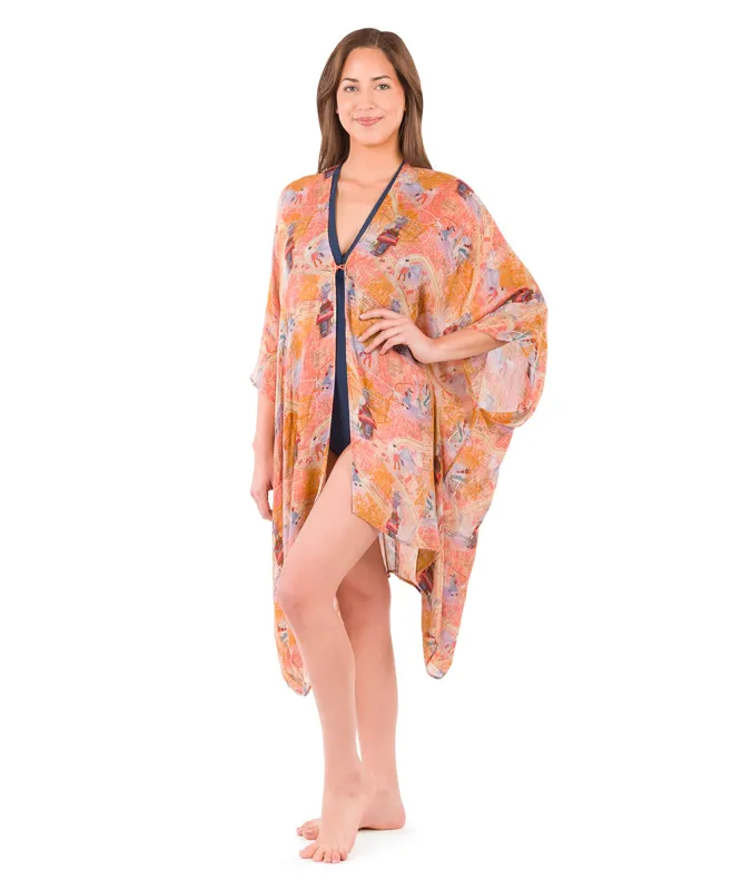 Short Ruana Cover‑Up - Paris Map made by Patricia Nash