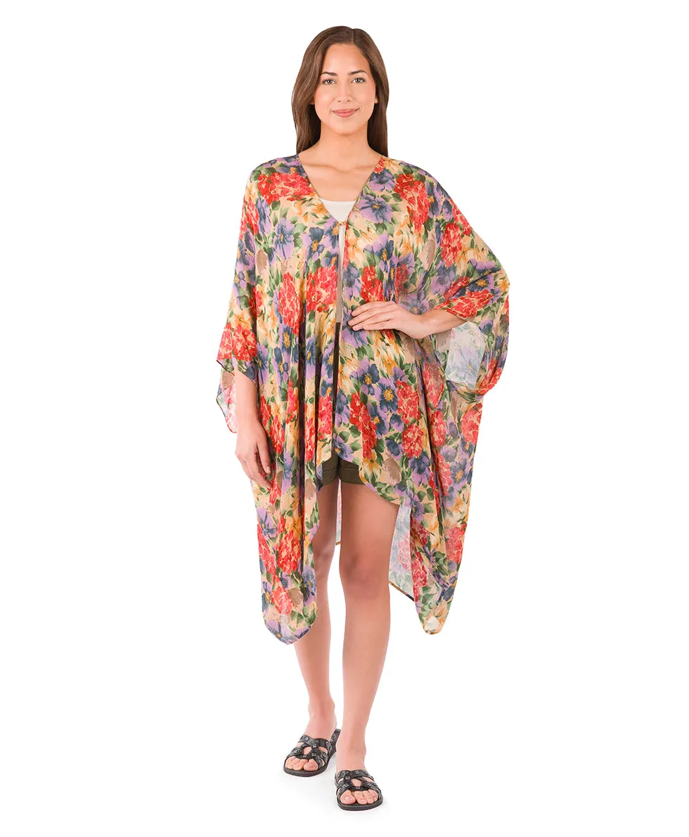 Short Ruana Cover‑Up - French Hydrangeas sold by Patricia Nash product image thumbnail 2