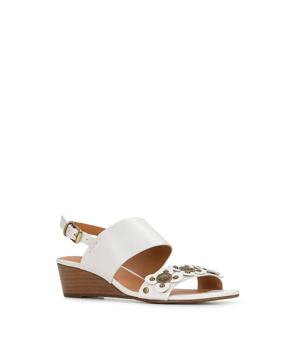 Mirella Wedge - Floral Embellishment - Chalk White sold by Patricia Nash