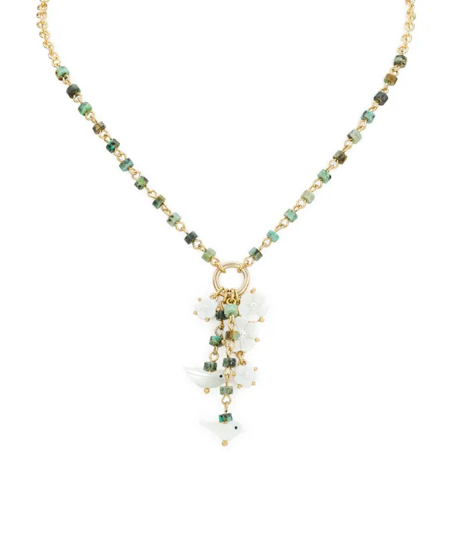 Long Charm Dangle Necklace - Mother of Pearl Bird Collection sold by Patricia Nash