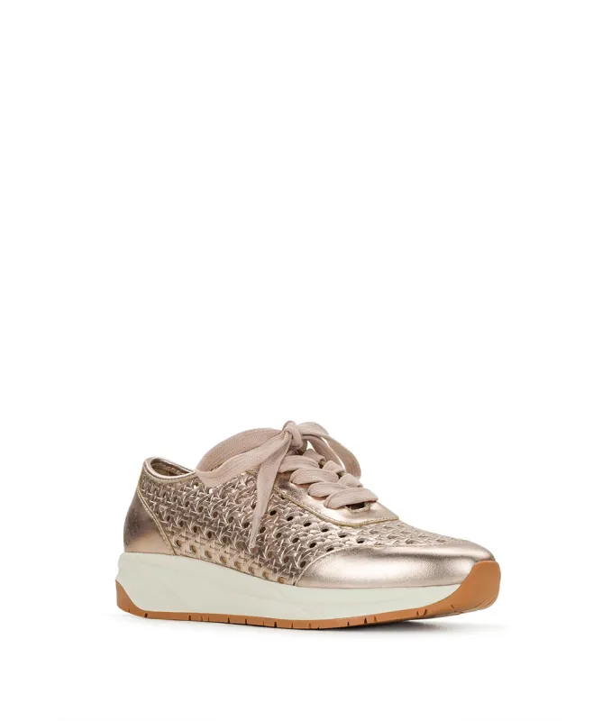 Milla Perforated Sneaker – Perforated Leather - Champagne made by Patricia Nash