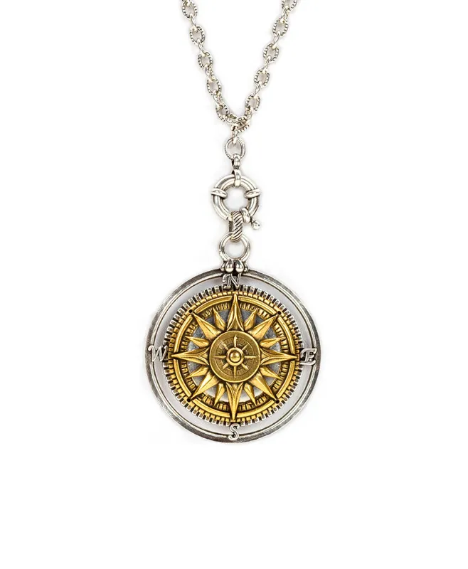 Compass Locket Pendant Necklace made by Patricia Nash