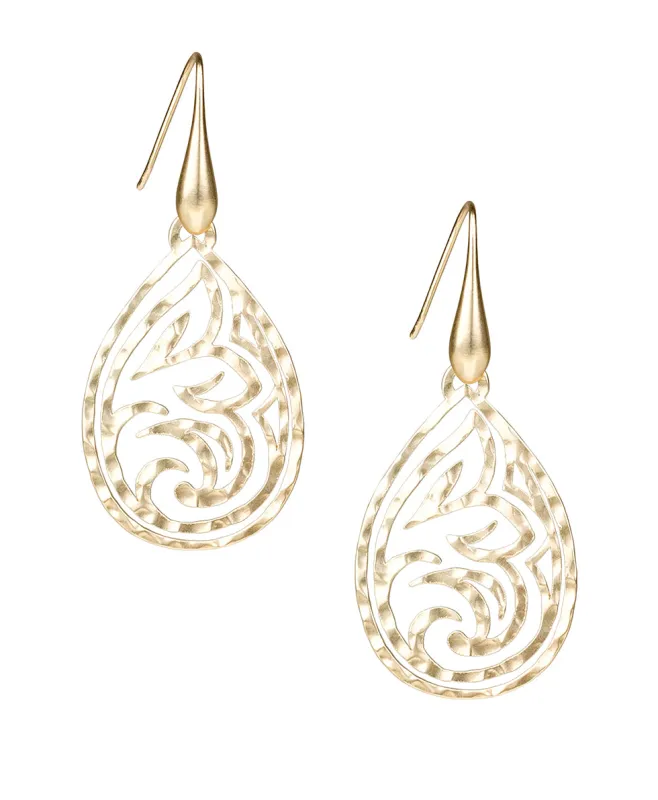 Lotus Tear Drop Earrings - Lotus Flower made by Patricia Nash