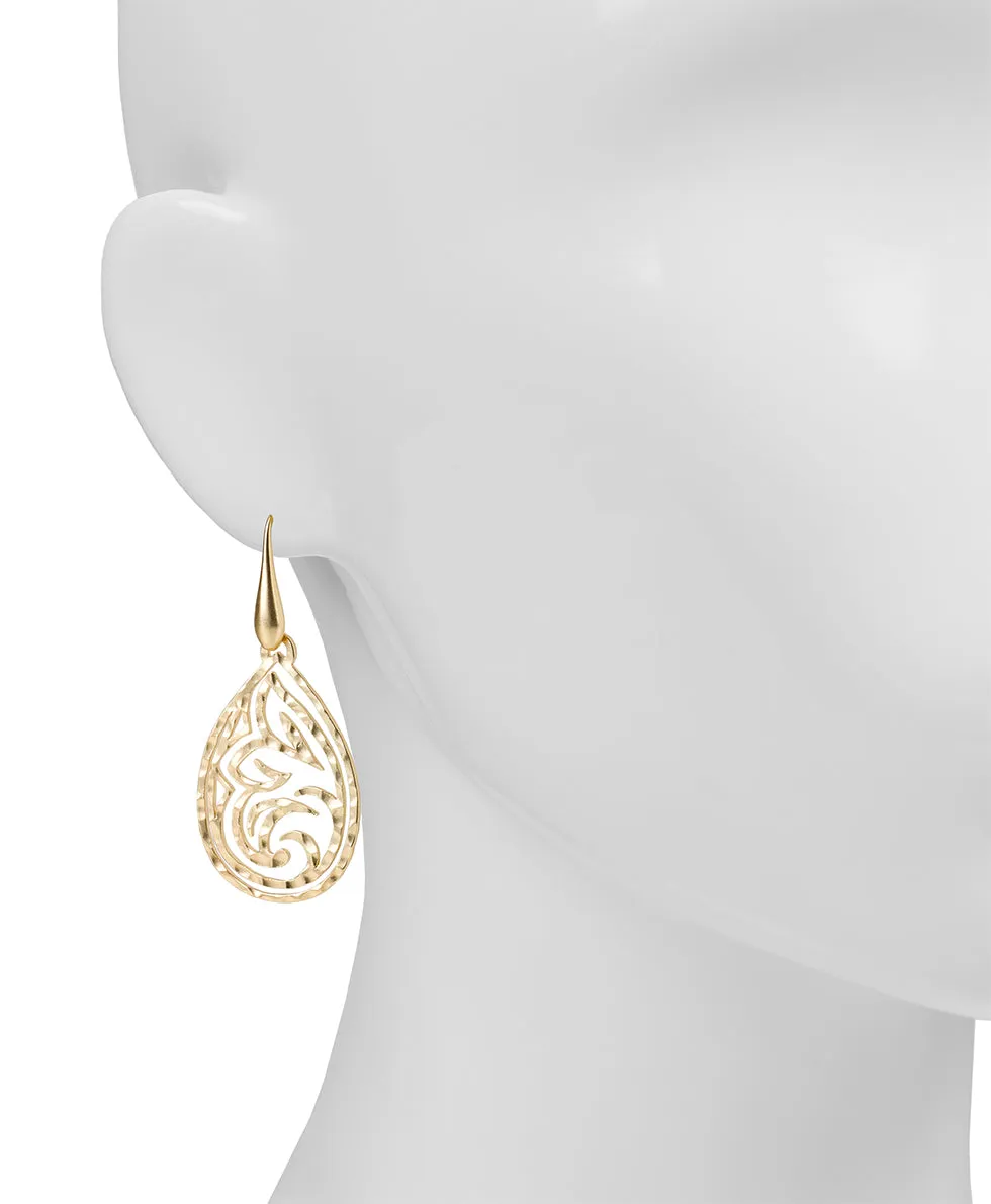 Lotus Tear Drop Earrings - Lotus Flower sold by Patricia Nash product image thumbnail 2