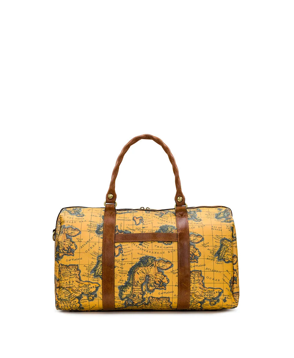 Milano Weekender Duffel Bag - Patina Coated Linen Canvas — European Map Print sold by Patricia Nash product image thumbnail 2