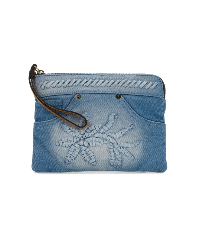 Rosley Wristlet - Lacing Denim made by Patricia Nash