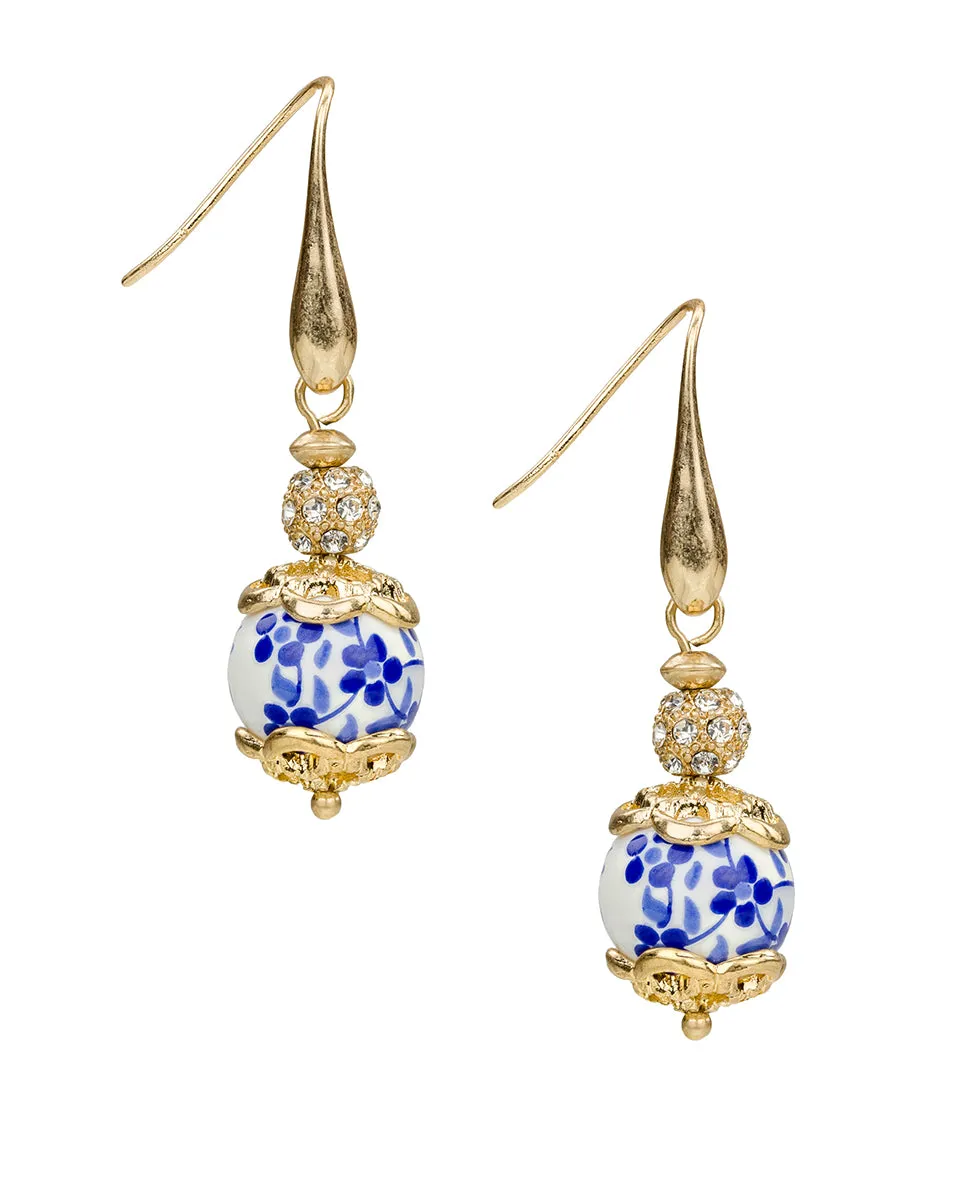 Wire Bead Drop Earrings - Blue Ceramic Collection sold by Patricia Nash