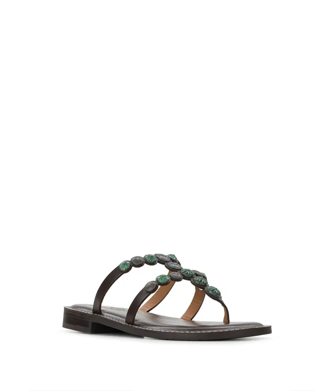 Fiorella Sandals - Studded - Chocolate/Turquoise made by Patricia Nash