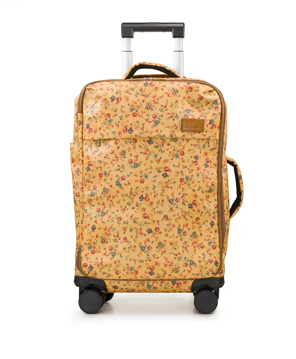 Cagliari Roller Duffel - Patina Coated Linen Canvas - Fleur de Jardin sold by Patricia Nash