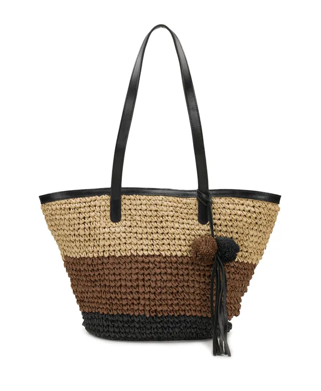Marconia Tote with Pom Pom Tassel - Specialty Woven made by Patricia Nash