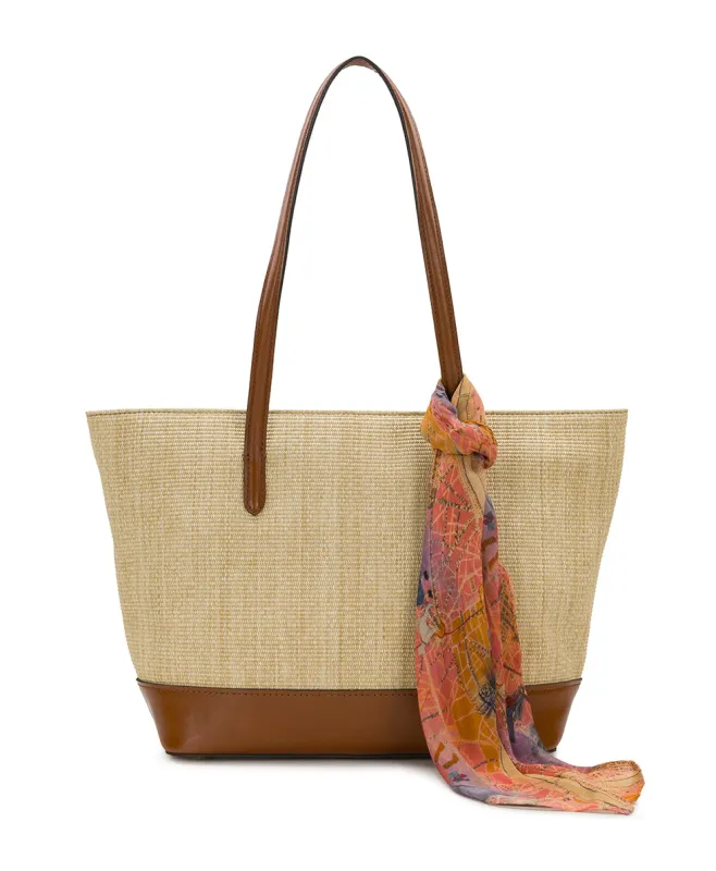 Verzi Tote with Scarf - European Natural Fine Weave made by Patricia Nash
