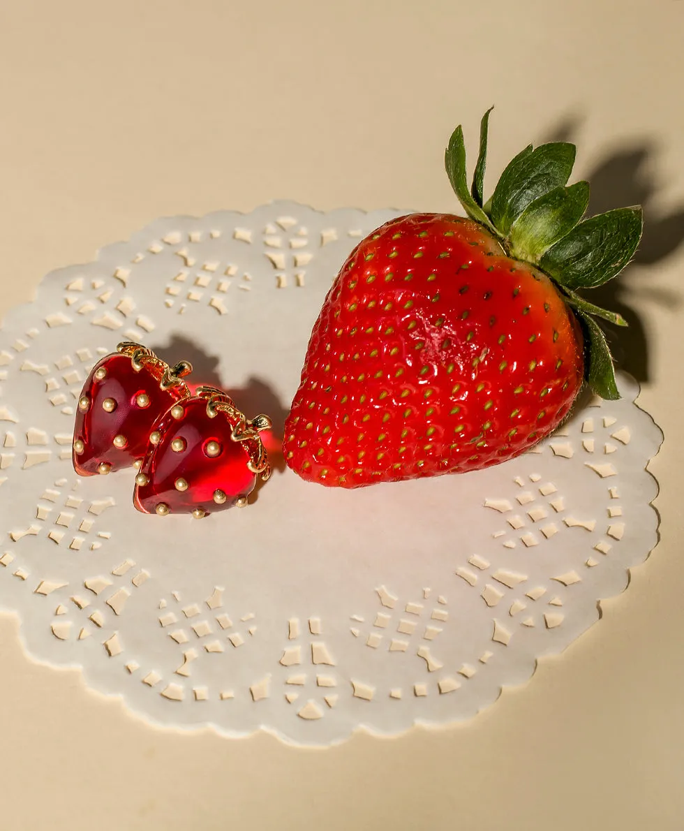 Strawberry Button Post Earrings - Resin Strawberry Collection sold by Patricia Nash product image thumbnail 3