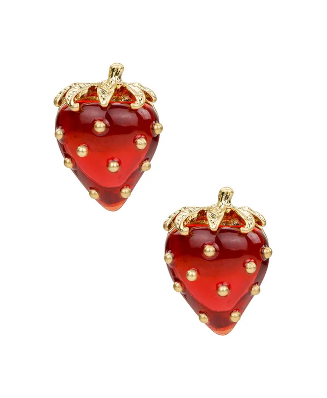 Strawberry Button Post Earrings - Resin Strawberry Collection made by Patricia Nash