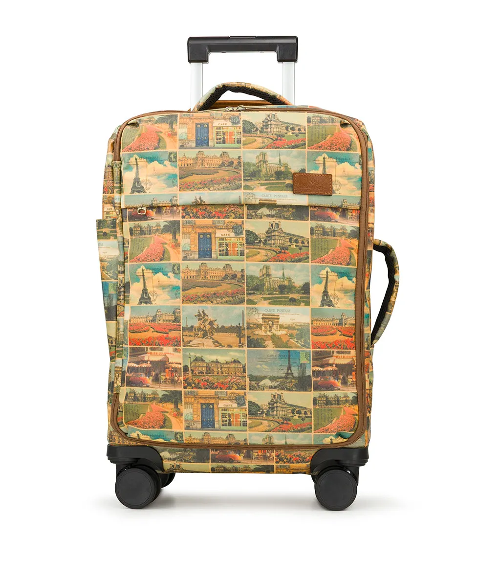 Cagliari Roller Duffel - Patina Coated Linen Canvas - Postcards From Paris sold by Patricia Nash