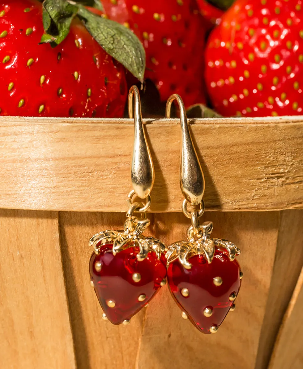 Strawberry Wire Drop Earrings - Resin Strawberry Collection sold by Patricia Nash product image thumbnail 4