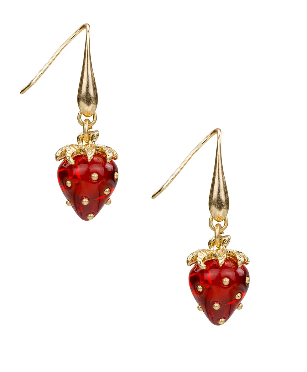 Strawberry Wire Drop Earrings - Resin Strawberry Collection sold by Patricia Nash