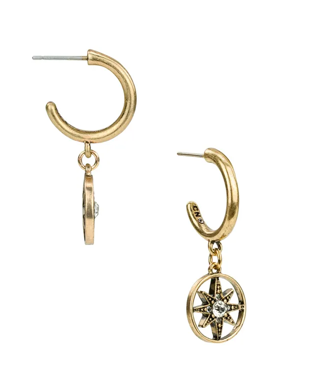 Small Hoop Dangle Earrings - Colored Compass Collection made by Patricia Nash
