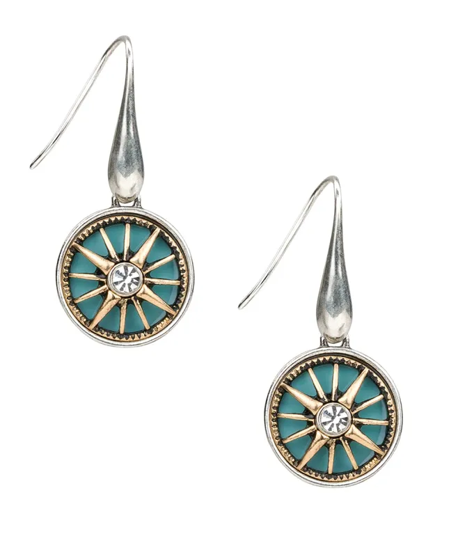 Small Aqua Dangle Earrings - Colored Compass Collection made by Patricia Nash