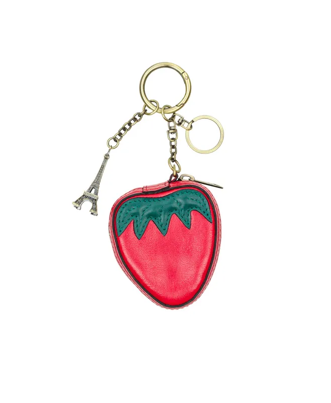Strawberry Zip Around Pouch - Vintage Distressed Leather made by Patricia Nash
