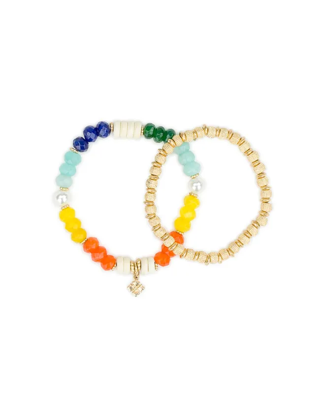 Beaded Charm Stretch Bracelet Set - Enamel Hummingbird Collection made by Patricia Nash