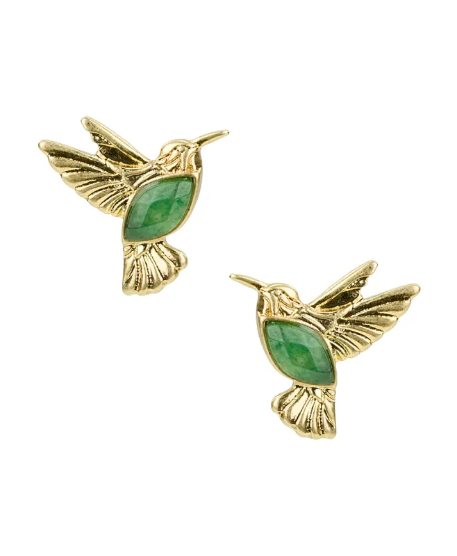 Stone Hummingbird Post Earrings - Enamel Hummingbird Collection made by Patricia Nash