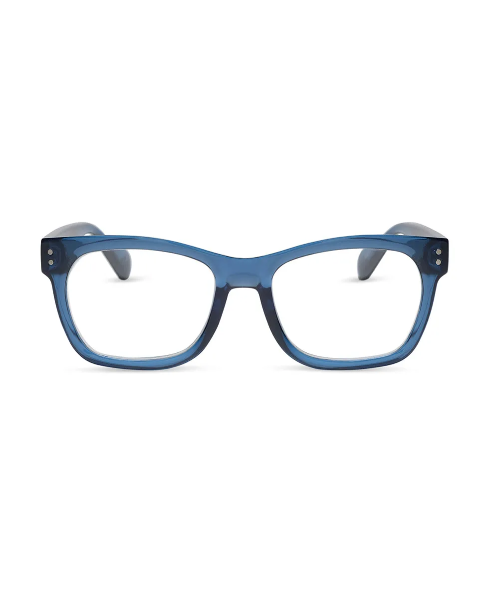 Joan Reader Glasses - Strawberry/Denim sold by Patricia Nash