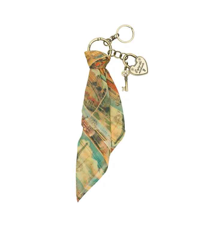 Heart Lock Mini Scarf Hangoff -  Postcards From Paris made by Patricia Nash