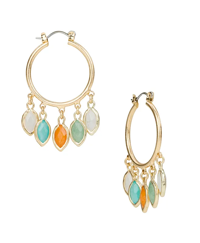 Hoop Dangle Earrings - Semi Precious Stone Collection made by Patricia Nash