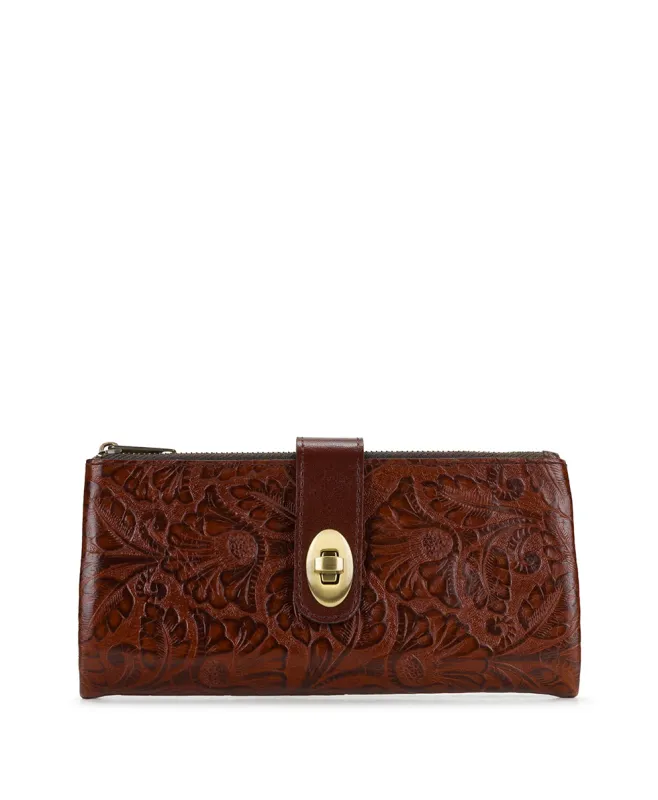 Annesley Wristlet | Brazilian Supple Tooled | Cognac made by Patricia Nash