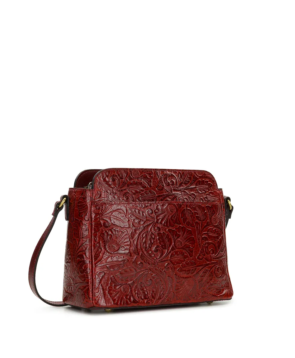 Ithaca Crossbody | Brazilian Supple Tooled | Red sold by Patricia Nash product image thumbnail 3