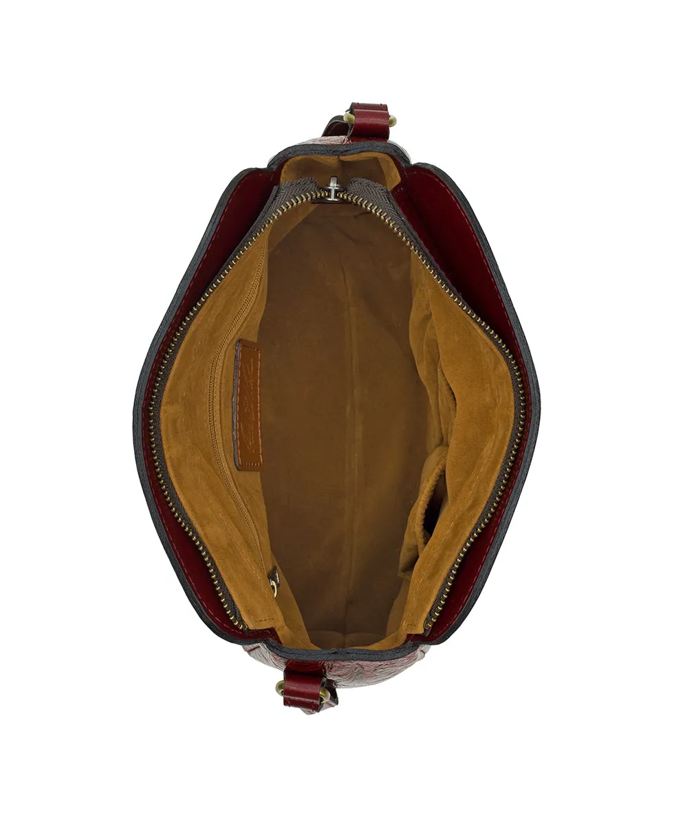 Ithaca Crossbody | Brazilian Supple Tooled | Red sold by Patricia Nash product image thumbnail 4