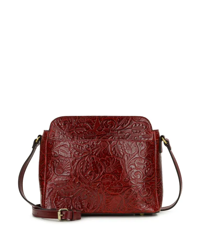 Ithaca Crossbody | Brazilian Supple Tooled | Red made by Patricia Nash