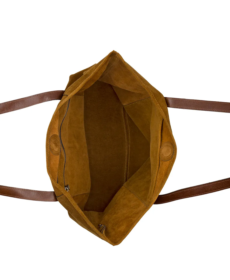 Elise Tote | Suede Leather | Cognac sold by Patricia Nash product image thumbnail 5