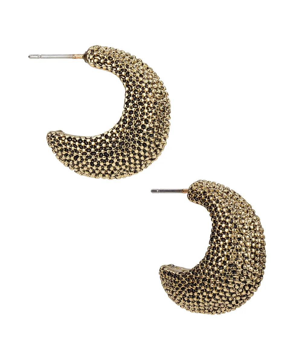 J Hoop Earrings | Caviar Collection | Antique Gold sold by Patricia Nash