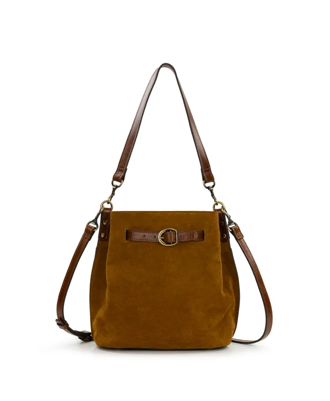 Laren Top Handle | Suede Leather | Cognac made by Patricia Nash