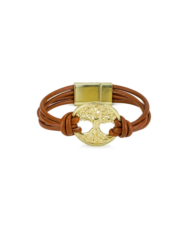 Magnetic Snap Bracelet | Wrapped Leather Collection | Worn Gold made by Patricia Nash