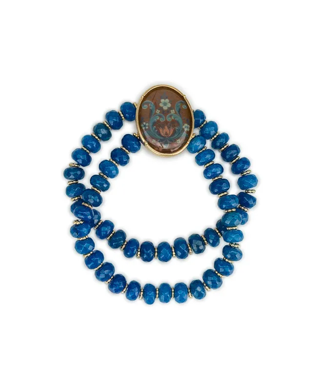 Stretch Bracelet | Rosemaling Under Crystal Collection | Worn Gold made by Patricia Nash