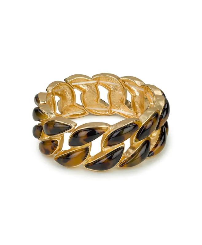 Stretch Link Bracelet | Pave Tortoise Resin Collection | Matte Gold made by Patricia Nash