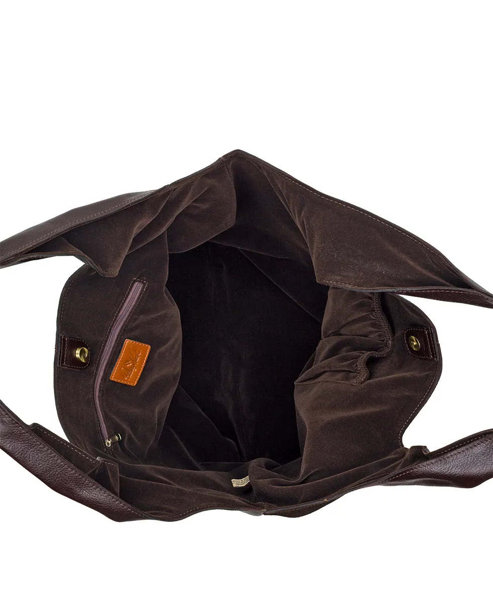 Tove Tote | Suede and Rugged | Chocolate sold by Patricia Nash product image thumbnail 4