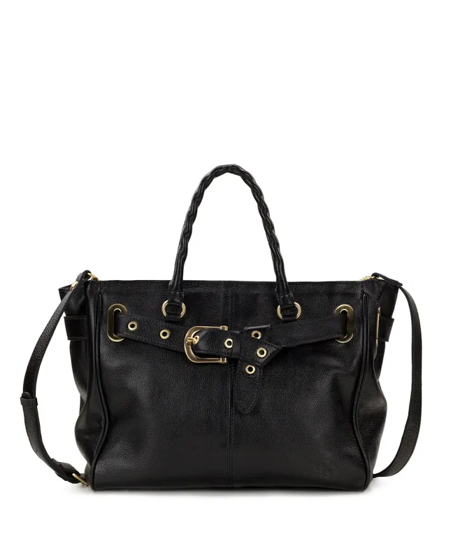 Kari Satchel | Rugged Natural Grain | Black made by Patricia Nash
