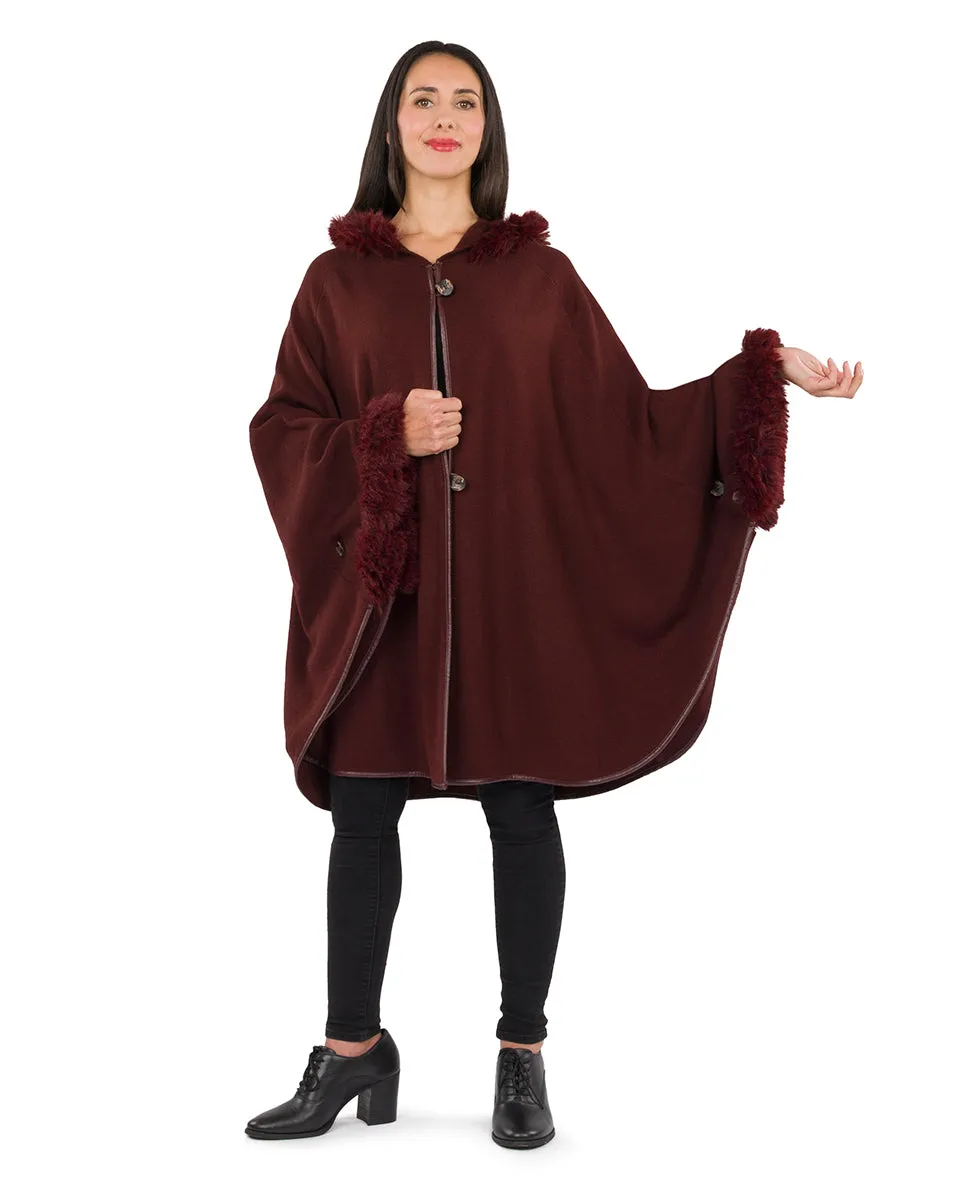Hooded Cape with Faux Fur | Vintage | Chocolate sold by Patricia Nash product image thumbnail 4