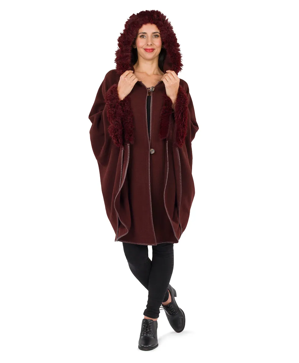 Hooded Cape with Faux Fur | Vintage | Chocolate sold by Patricia Nash product image thumbnail 5