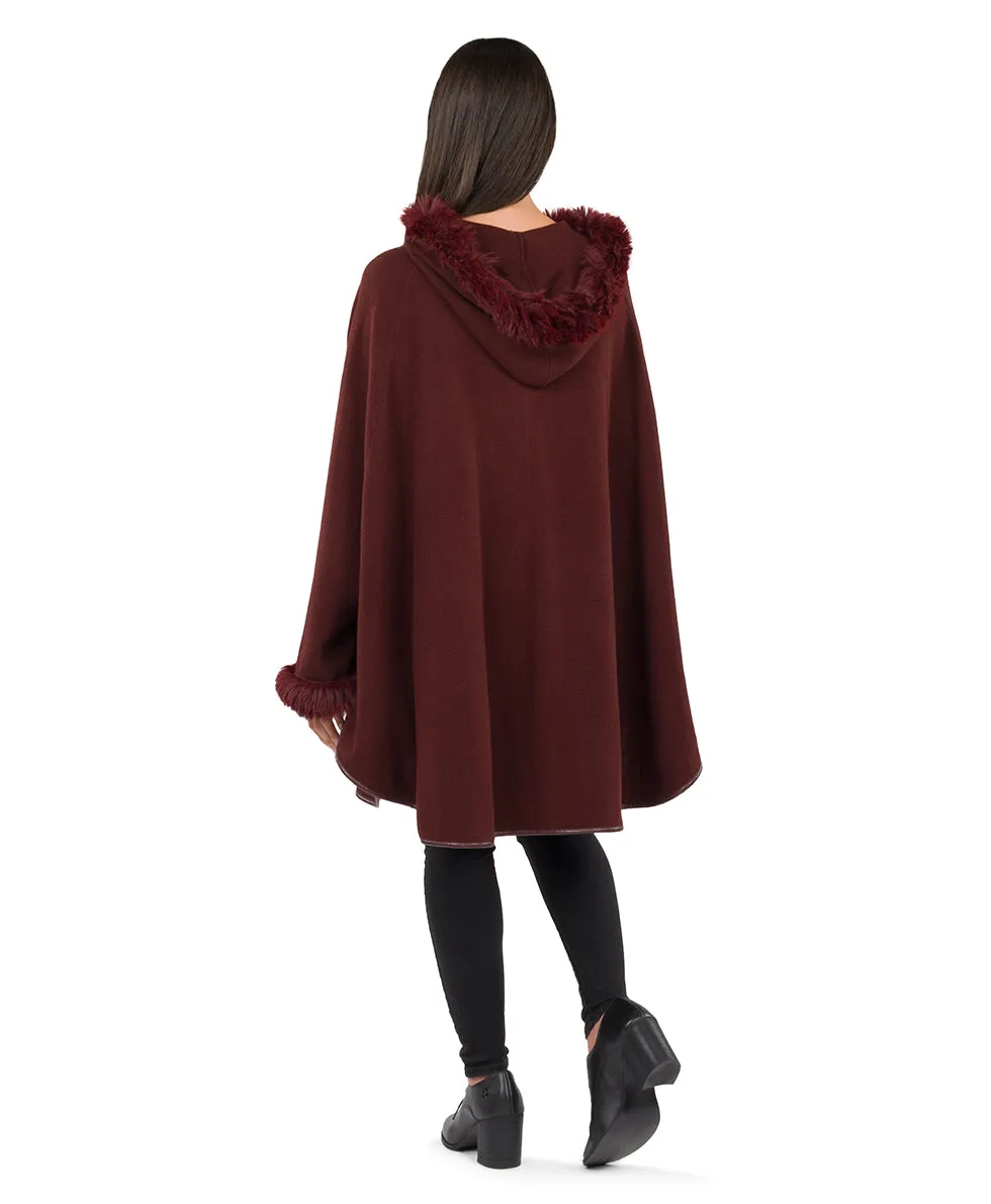Hooded Cape with Faux Fur | Vintage | Chocolate sold by Patricia Nash product image thumbnail 2