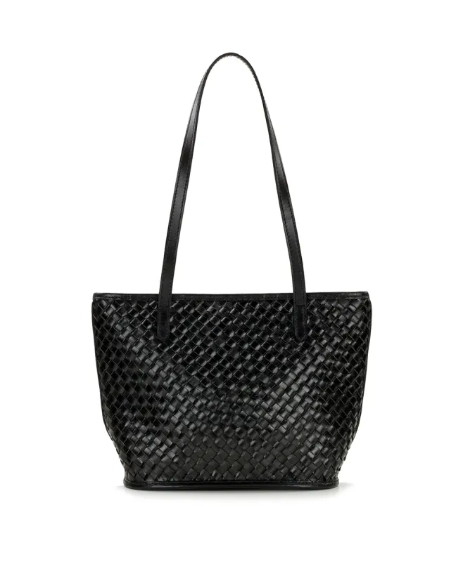 Emmie Satchel Tote | Hand Stained Woven | Black made by Patricia Nash
