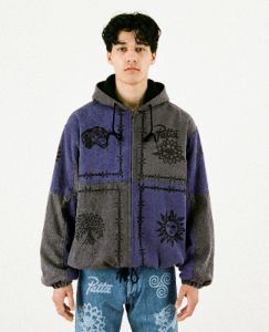Patta Symbols Zip Hooded Jacket (Raven / Odyssey Gray) sold by Patta