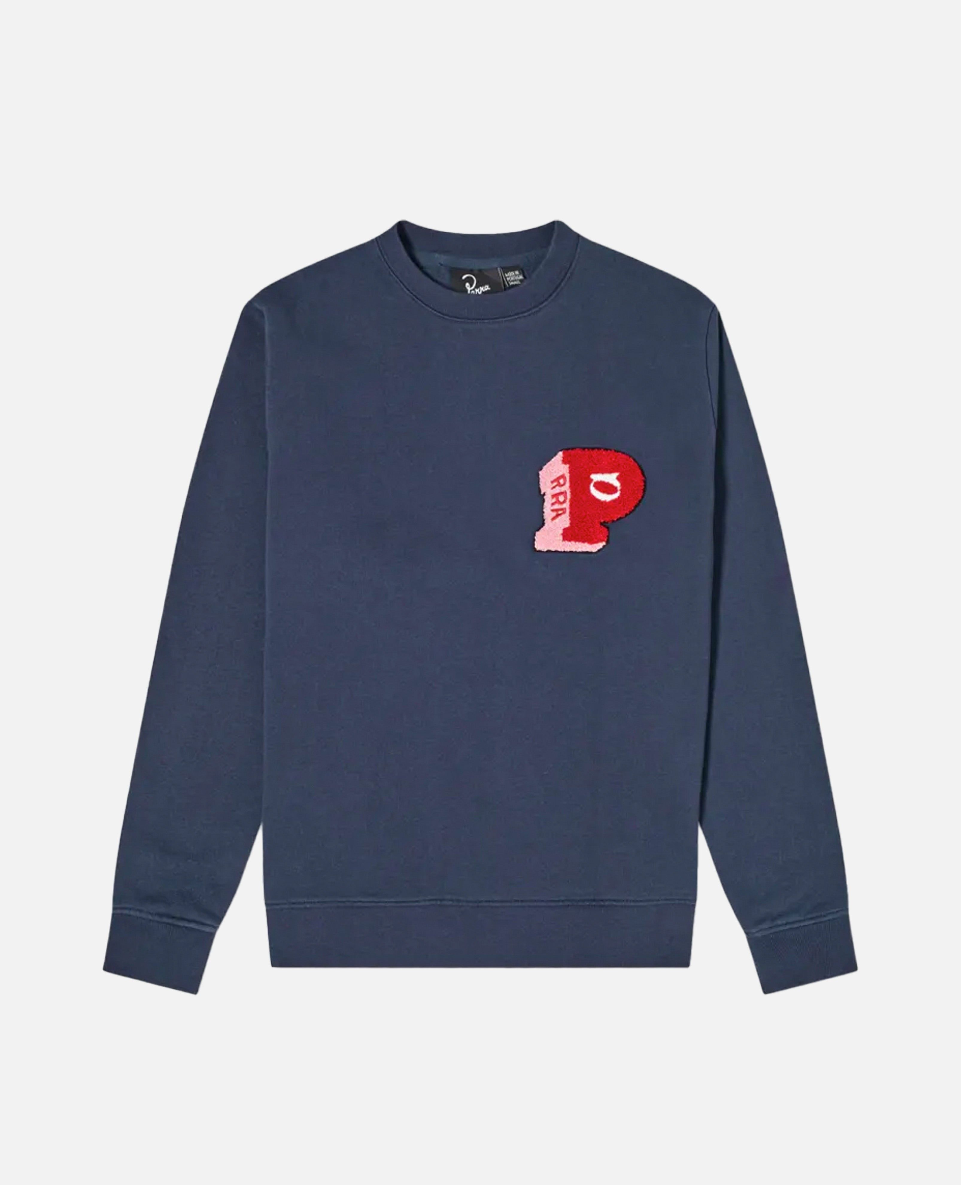 byParra Block P Crew Neck Sweatshirt (Navy Blue) sold by Patta