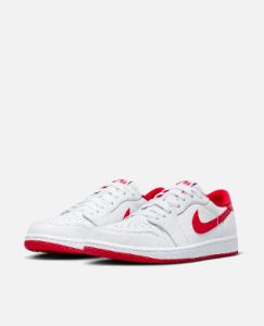 Air Jordan 1 Retro Low OG (White/University Red-White) sold by Patta