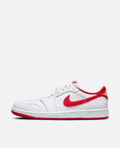 Air Jordan 1 Retro Low OG (White/University Red-White) sold by Patta