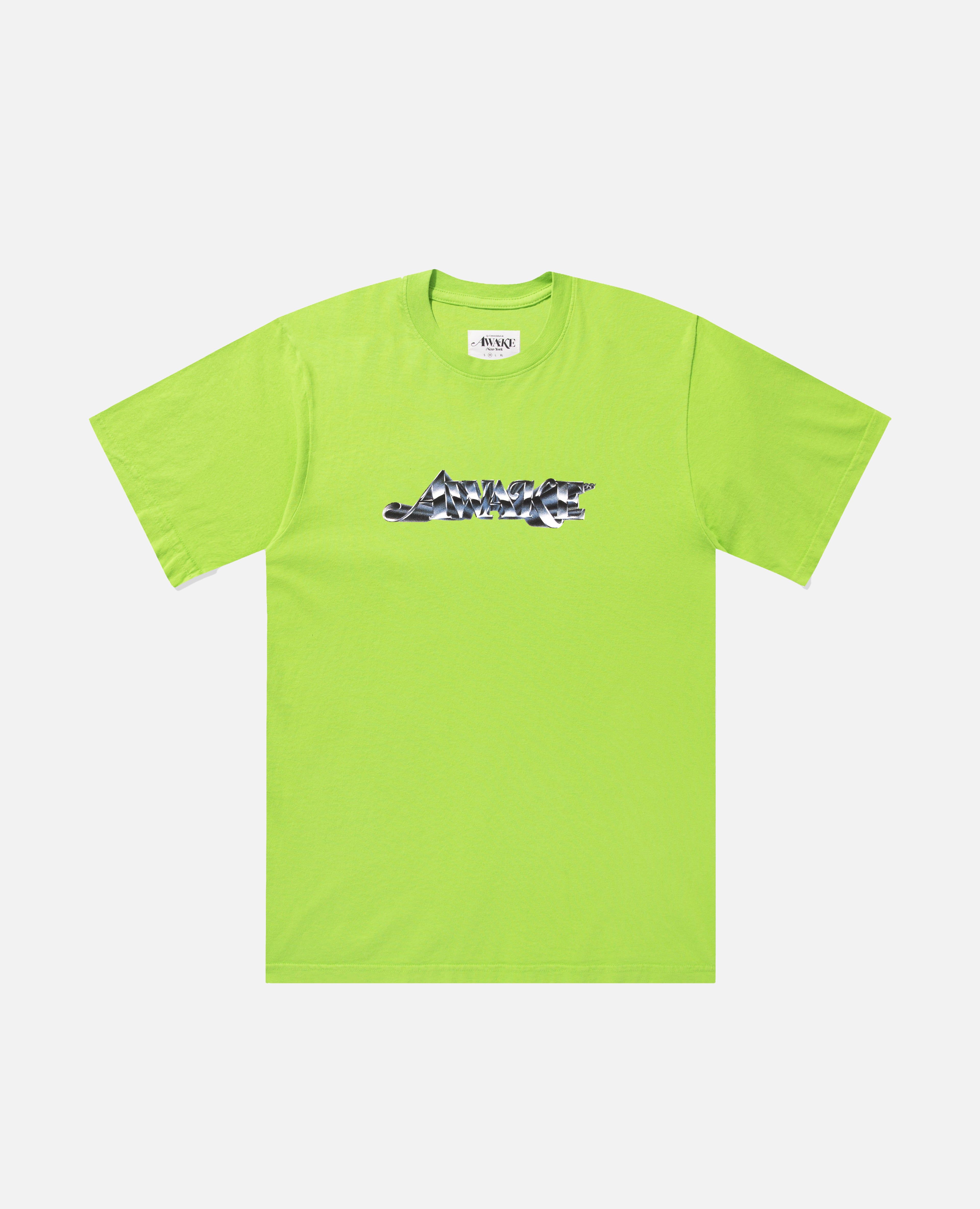 Awake Chrome Logo Tee (Lime) sold by Patta