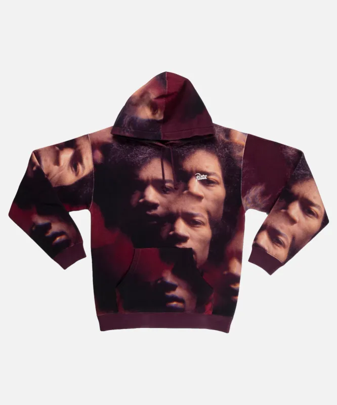 Patta Soundsystem x Jimi Hendrix Allover Print Hooded Sweater (Black/Cordovan) made by Patta